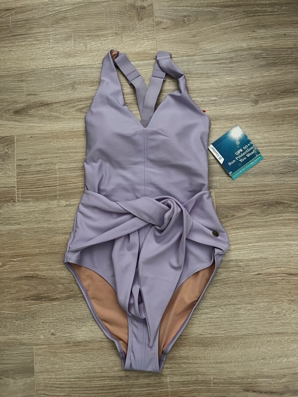 NWT Coolibar Women’s Breakwater Wrap Swimsuit UPF 50+ Protection Lavender Small - Picture 2 of 7